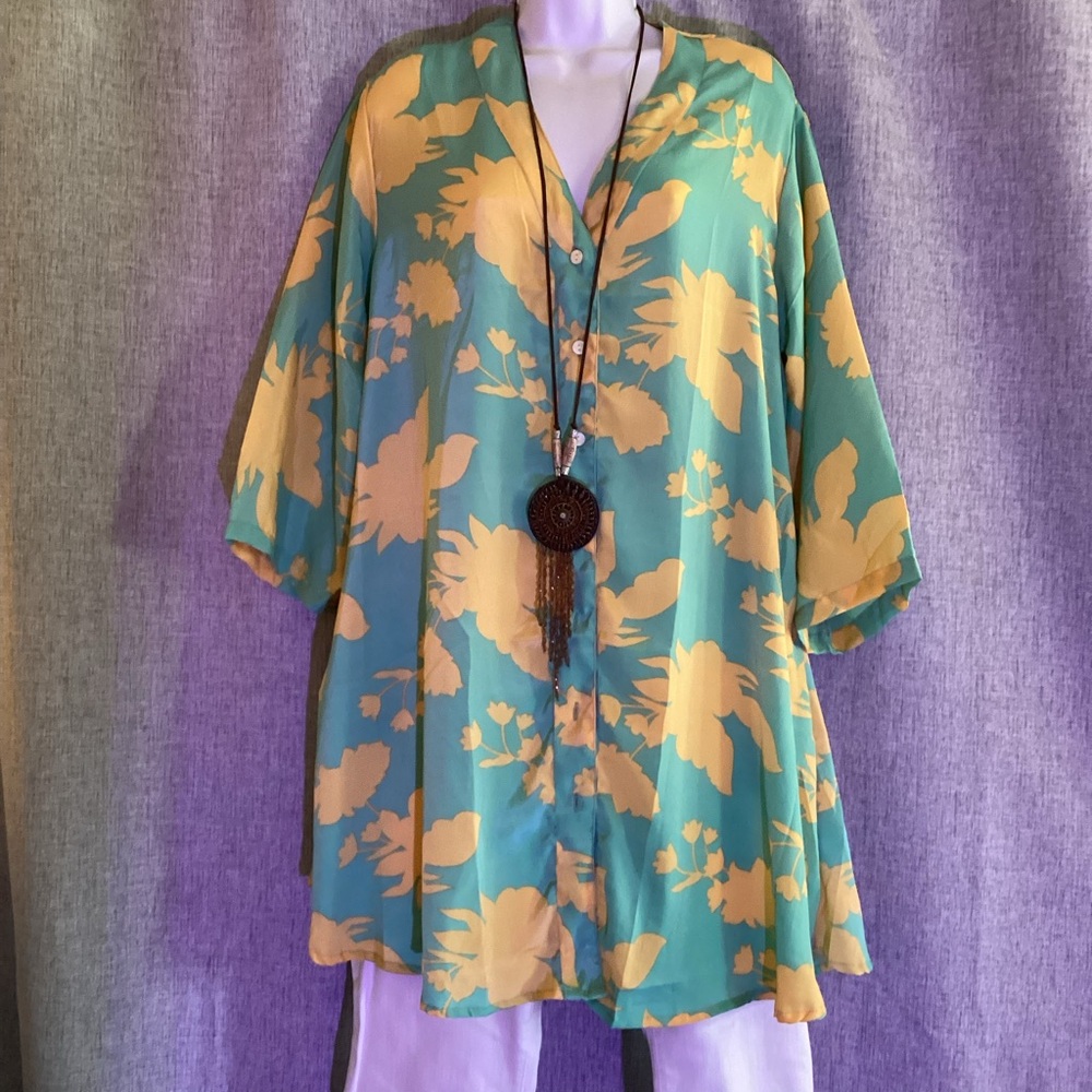 Floral Green and Yellow Women's Tunic
